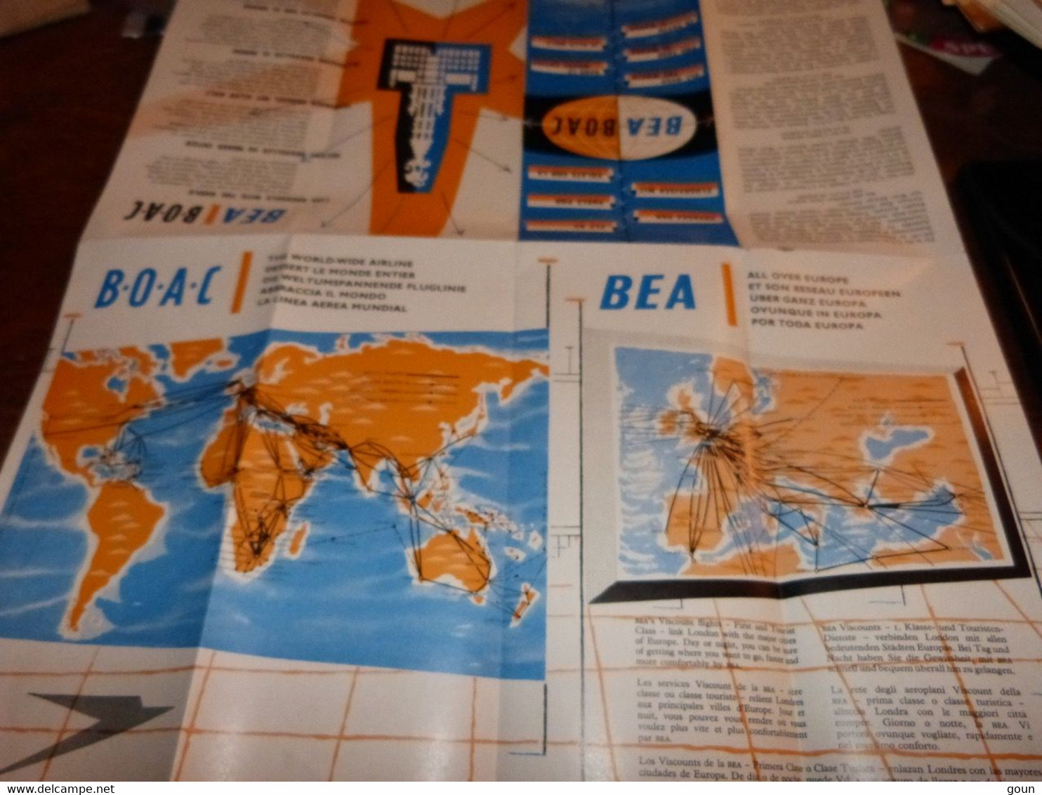 Dépliant Publicitaire BEA BOAC British European Airways British Overseas Airways Corporation - Horaires