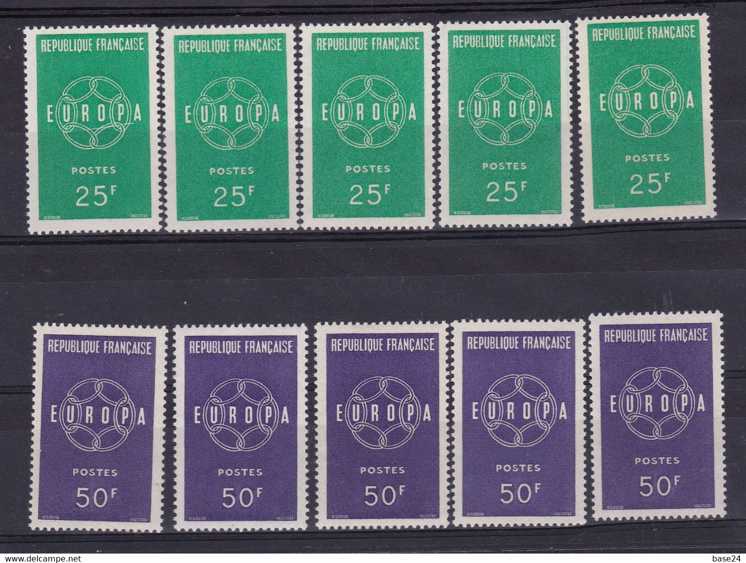 1959 Francia France EUROPA CEPT EUROPE 5 Serie Di 2v. MNH** CATENA CHAIN - 1959