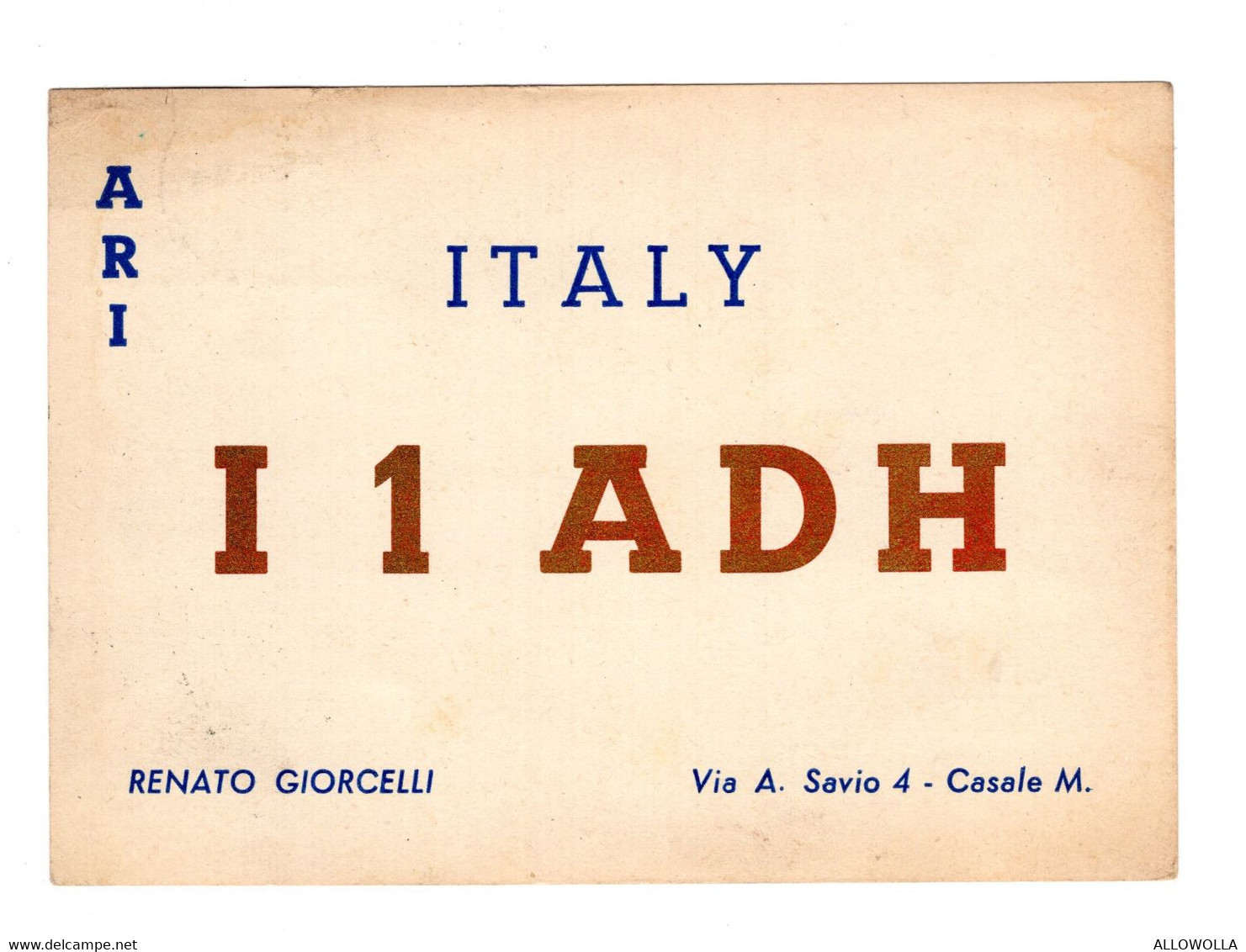 16243 " ARI-ITALY-I 1 ADH-STAZIONE SPERIMENTALE RADIO-CASALE MONFERRATO " -CART.POST. SPED.1952 - Radio