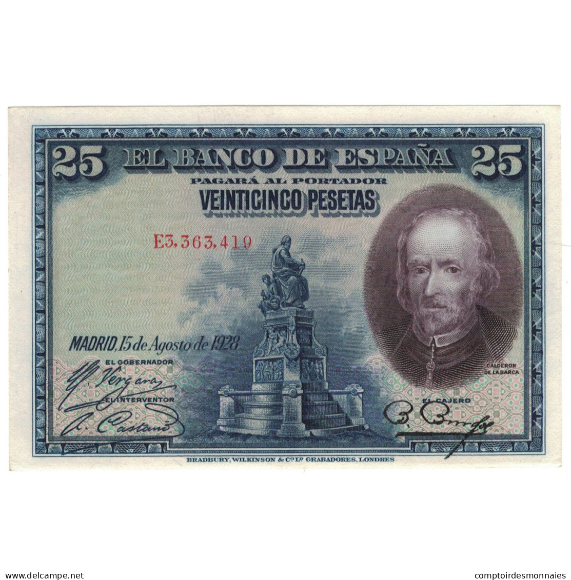 Billet, Espagne, 25 Pesetas, 1928, 1928-08-15, KM:74b, NEUF - 1-2-5-25 Pesetas