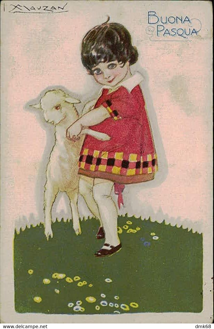 MAUZAN SIGNED 1910s  POSTCARD - GIRL & SHEEP - N.302/4 (3133) - Mauzan, L.A.