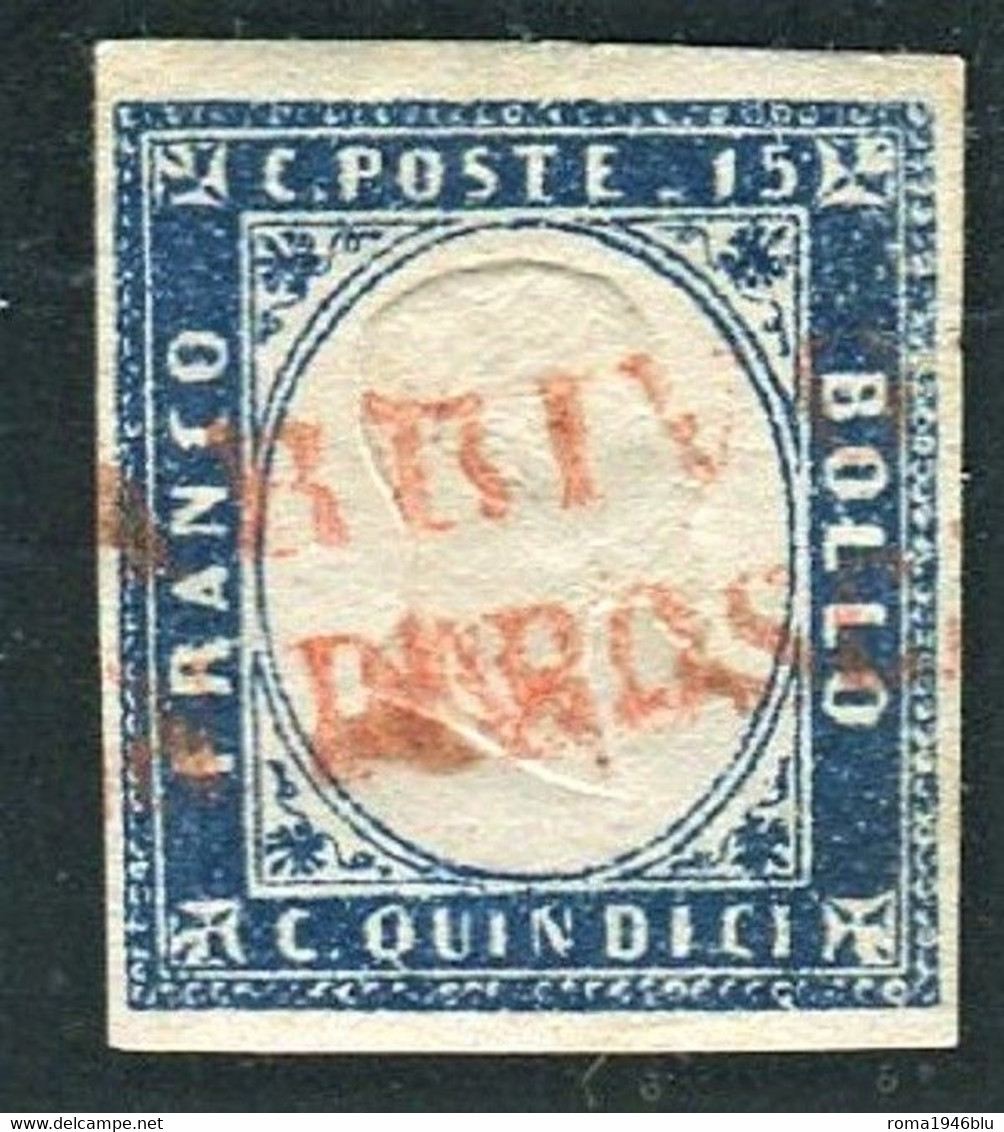 REGNO 1863 15 C.RARO ANNULLO DI NAVIGAZIONE NAPOLI PIROSCAFI NAZIONALI C. DIENA - Afgestempeld