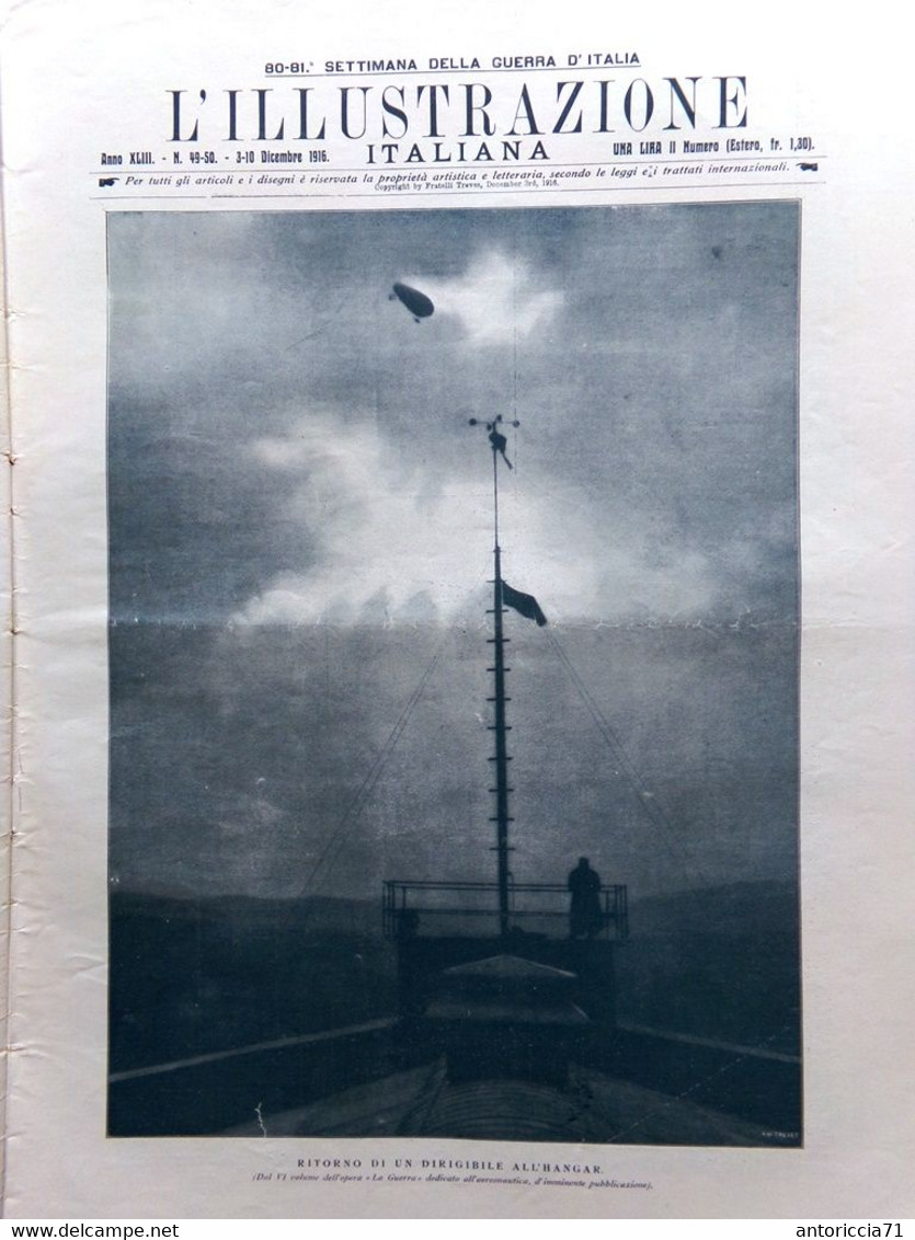 L'illustrazione Italiana 3 Dicembre 1916 WW1 Tittoni Camona Carnia Cadore Hangar - War 1914-18