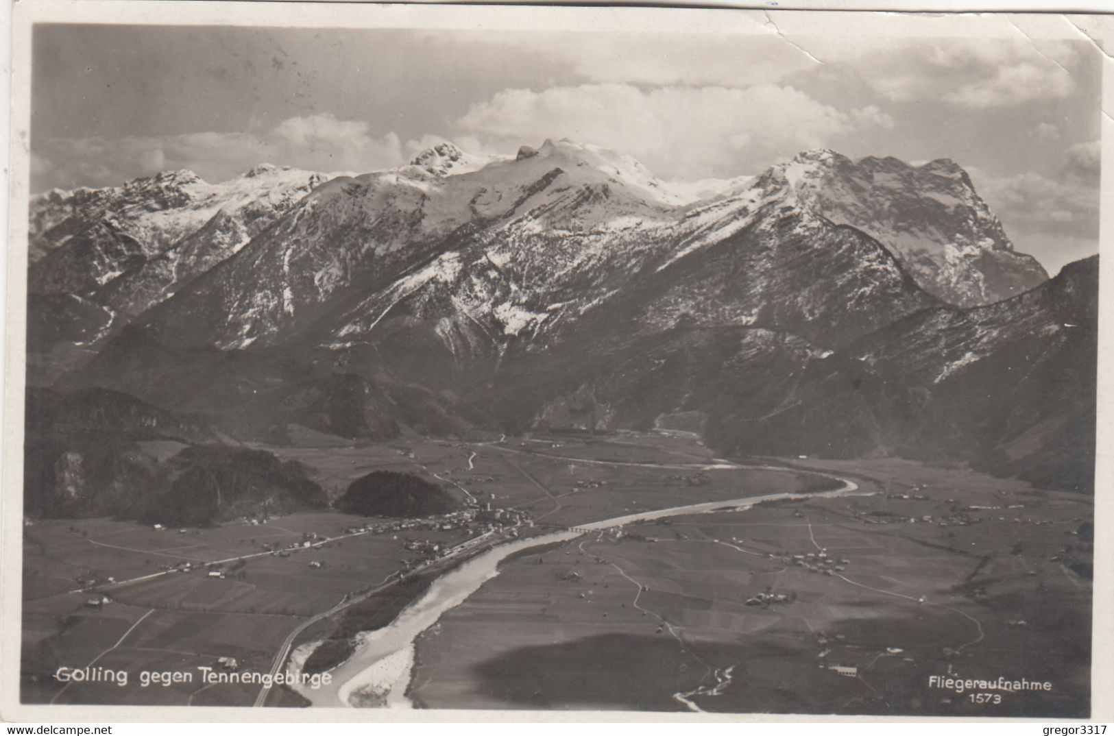 B145) GOLLING Gegen TENNENGEBIRGE - FLIEGERAUFNAHME Luftbild - STEMPEL + NACHGEBÜHR 22.5.1933 !! - Golling