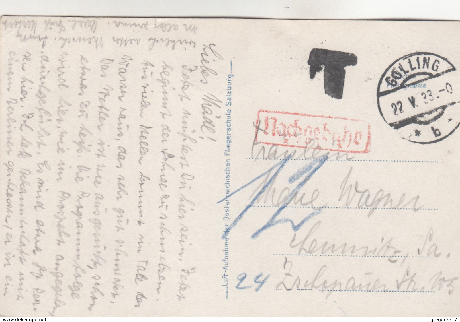 B145) GOLLING Gegen TENNENGEBIRGE - FLIEGERAUFNAHME Luftbild - STEMPEL + NACHGEBÜHR 22.5.1933 !! - Golling