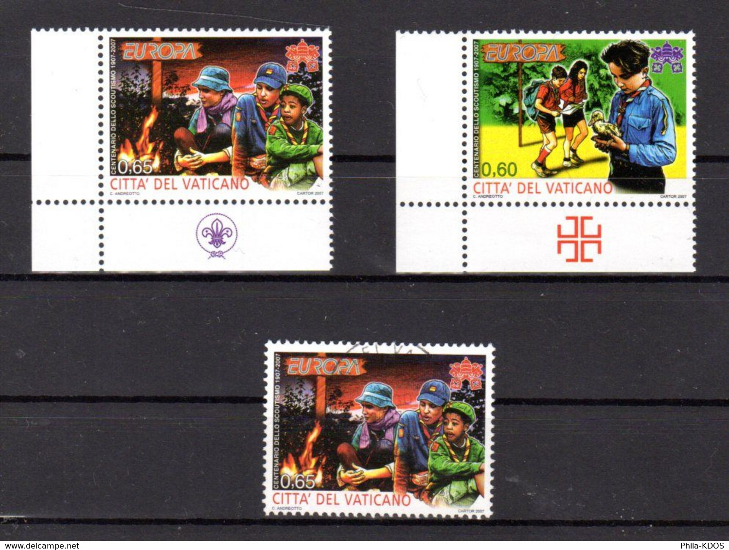 (+ KDO) " EUROPA 2007  : 100 ANS DU SCOUTISME 1907-2007 " Sur 2 Timbres Neufs ** MNH CDF + KDO Du VATICAN De 2007. - Neufs