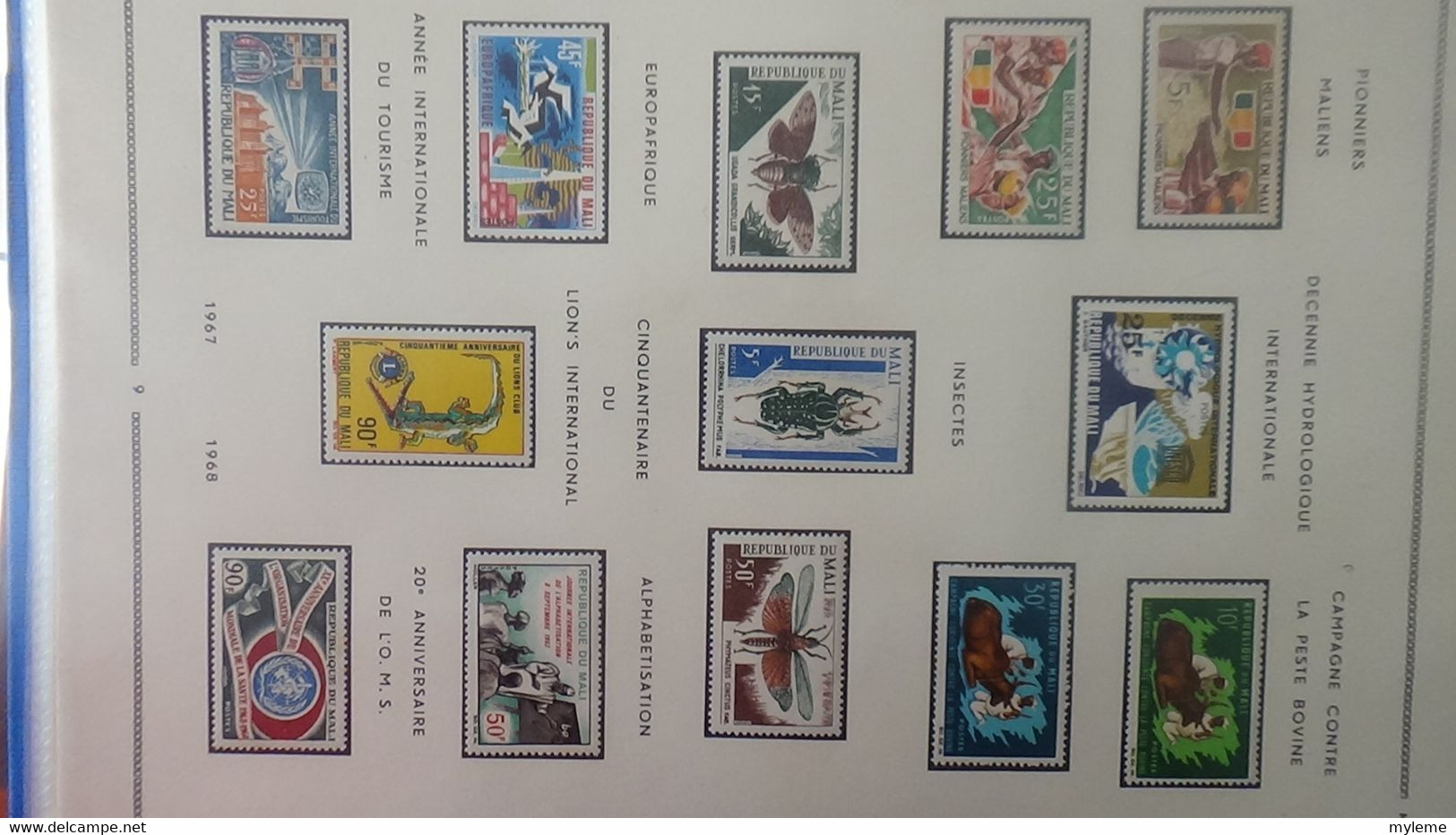 AD65 Collection en classeur de timbres et blocs ** et * de Haute Volta, Madagascar et Mali ...  A saisir !!!