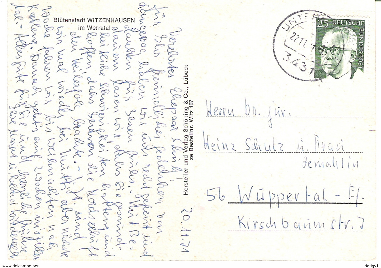 WITZENHAUSEN, GERMANY. Cicra 1971 USED POSTCARD H9 - Witzenhausen