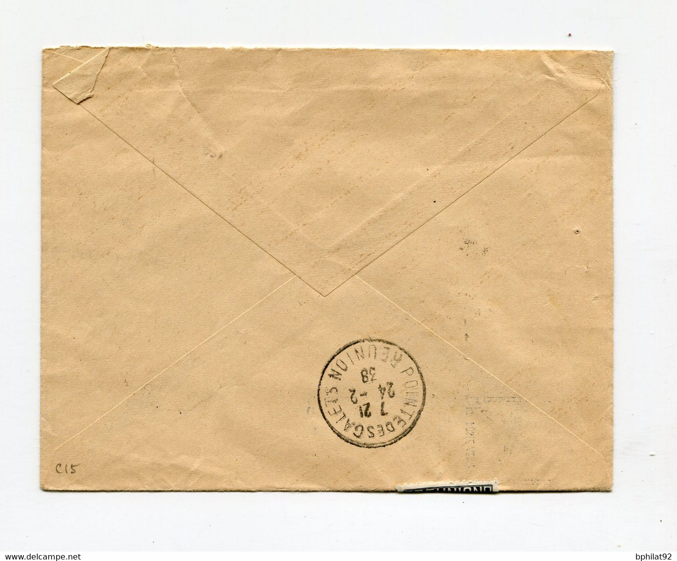 !!! REUNION, LETTRE RECOMMANDEE PAR AVION DE ST BENOIT POUR PARIS DU 23/2/1938 - Lettres & Documents