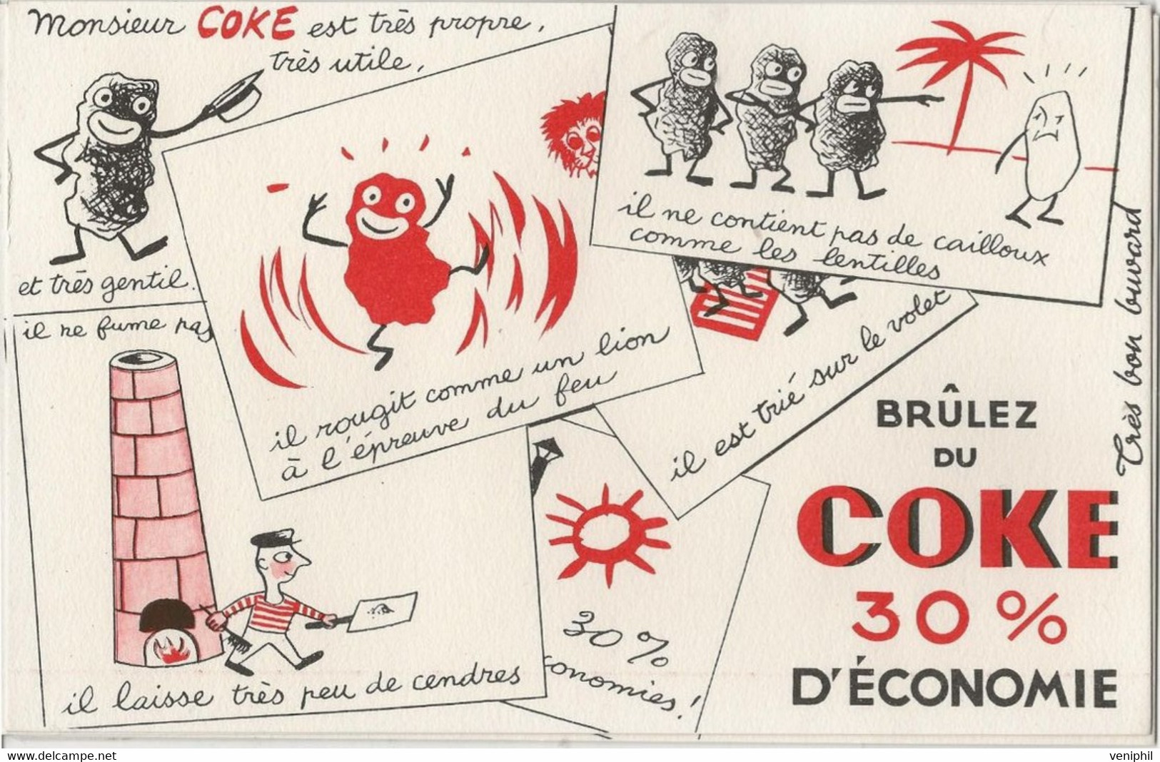 LOT DE 5 BUVARDS  ILLUSTRES - PUB - BRULEZ DU COKE - Gas, Garage, Oil