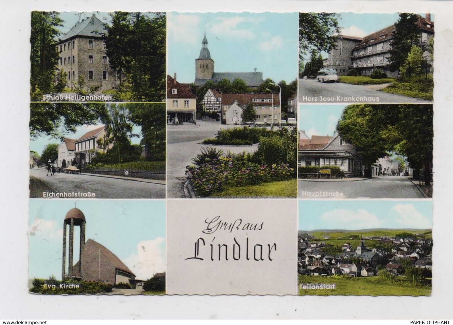 5253 LINDLAR, Mehrbild-AK, Handcoloriert, 60er Jahre - Lindlar