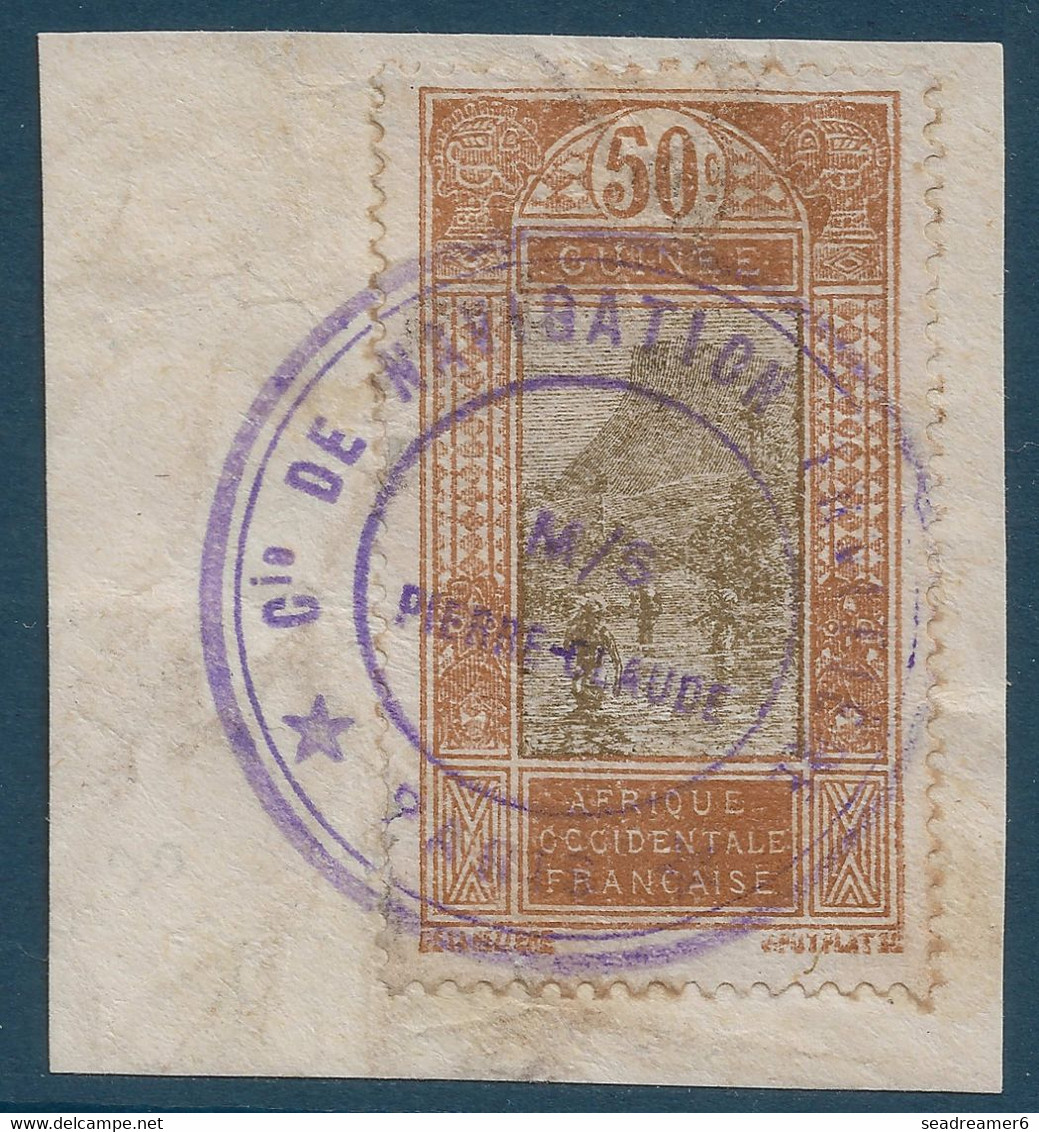 Colonies GUINEE Fragment N°93 Oblitéré Cachet Violet Des Compagnies De Navigation MS Pierre-Claude RARE ! - Used Stamps