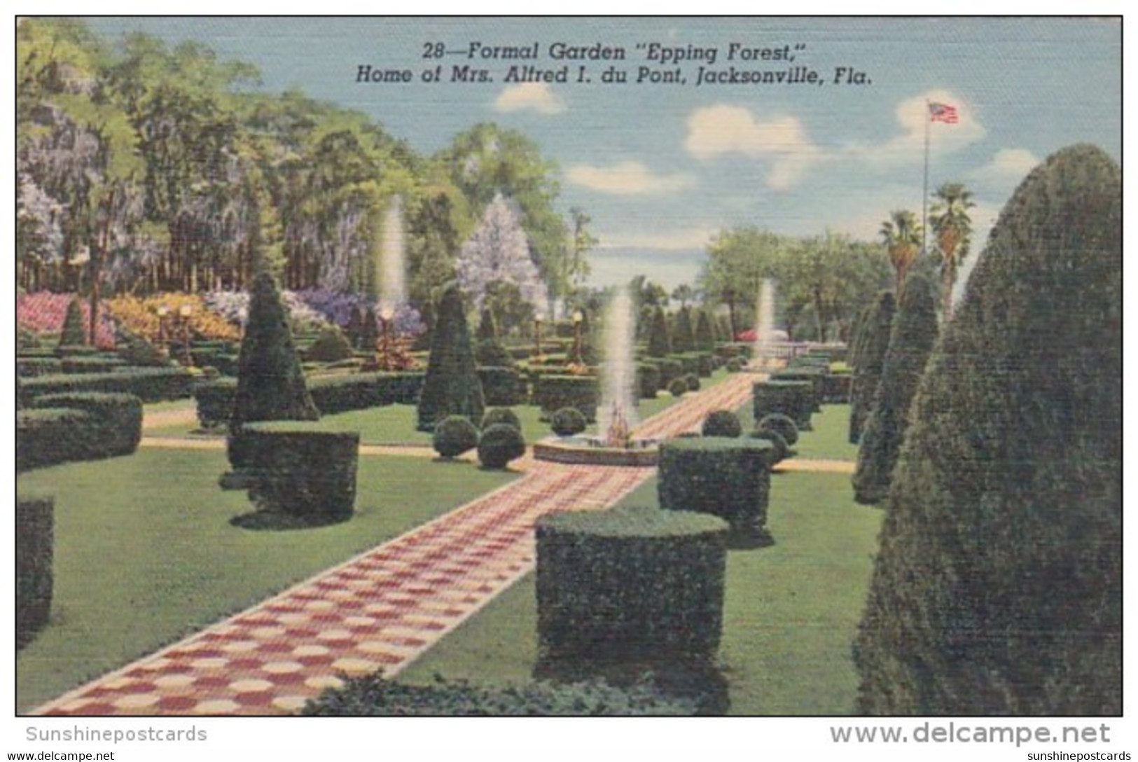 Florida Jacksonville Formal Garden Epping Forest Home Of Mrs Alfred I Du Pont Curteich - Jacksonville