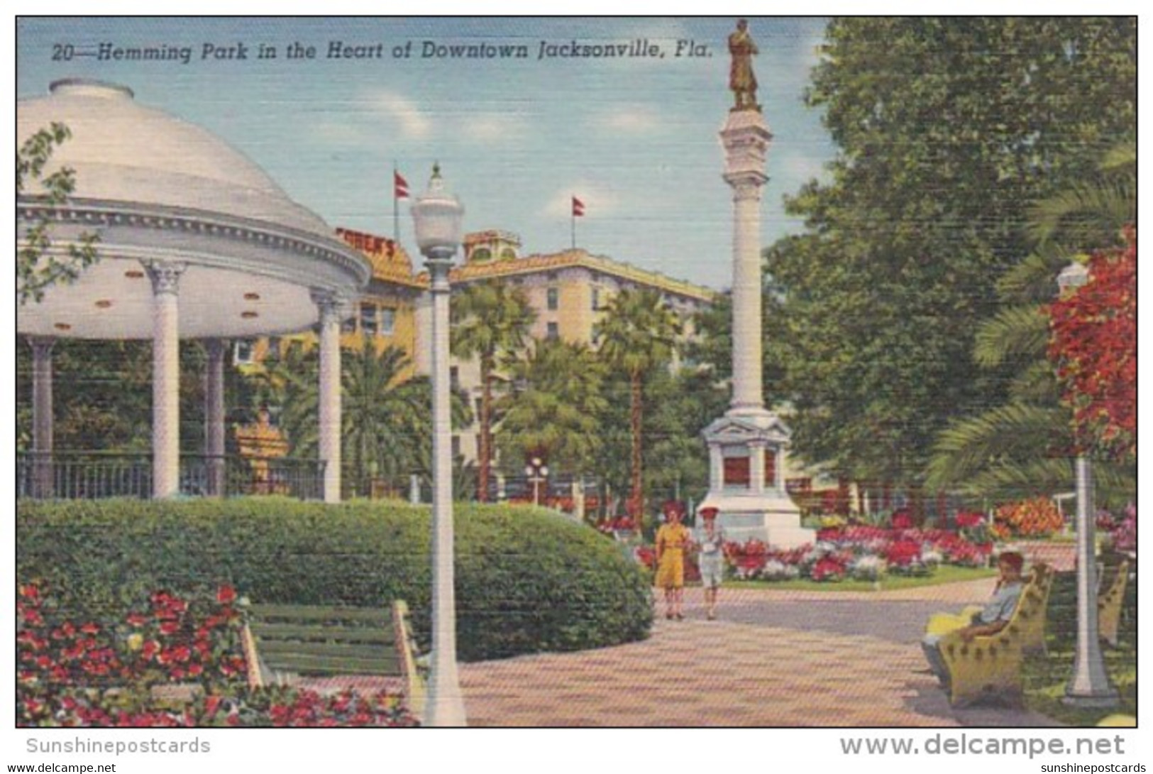 Florida Jacksonville Hemming Park Downtown Curteich - Jacksonville