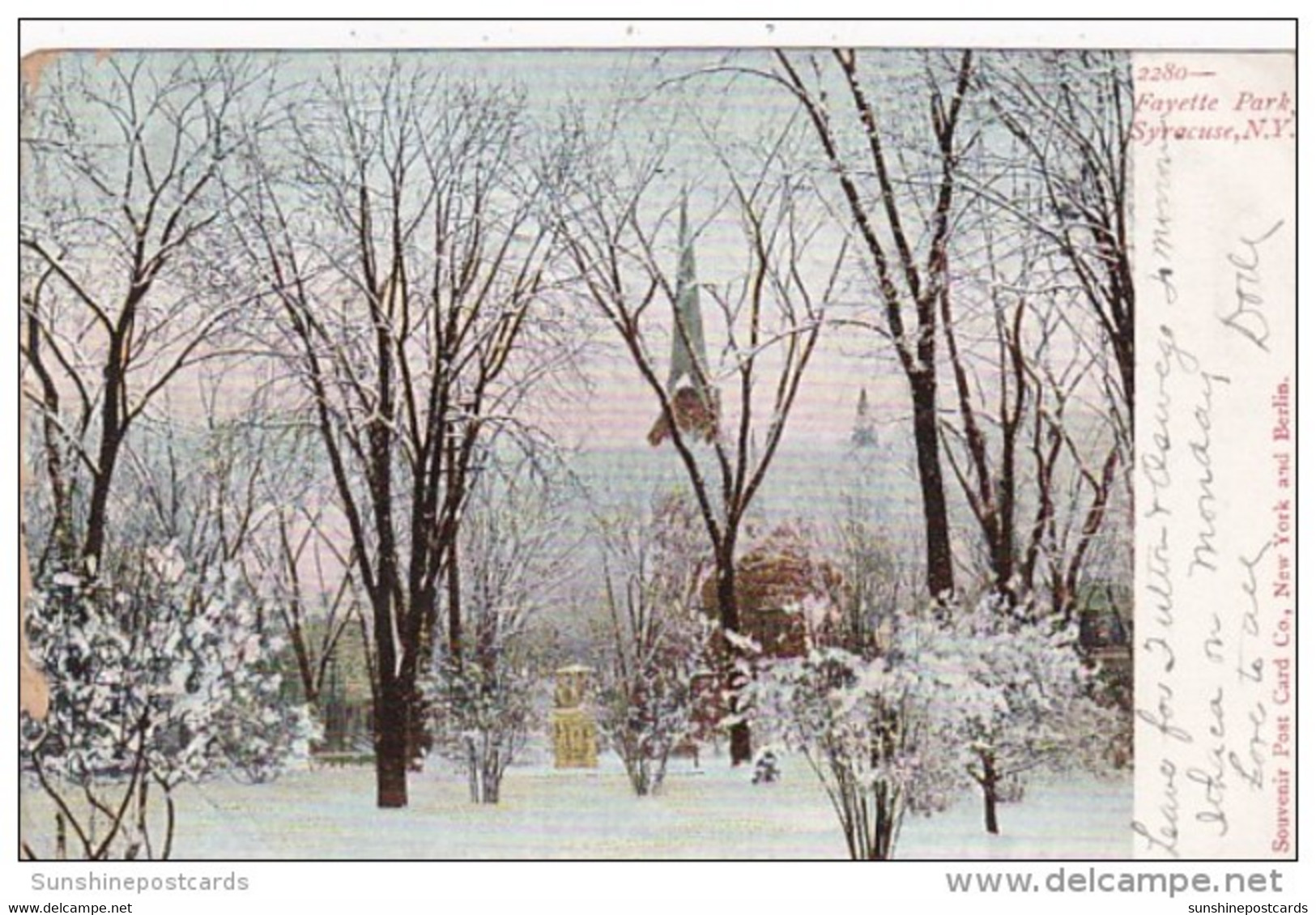 New York Syracuse Winter Scene In Fayette Park 1906 - Syracuse