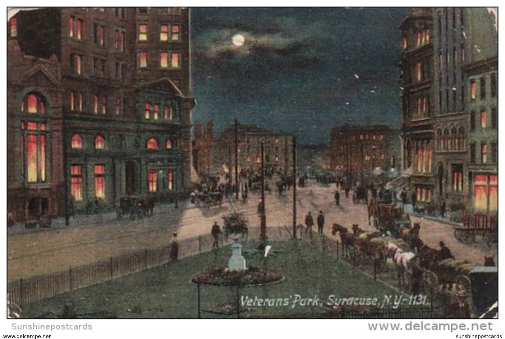 New York Syracuse Veterans Park At Night 1910 - Syracuse