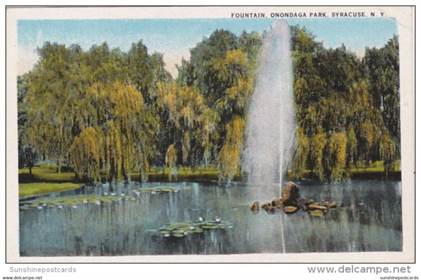 New York Syracuse Fountain In Onondaga Park Curteich - Syracuse