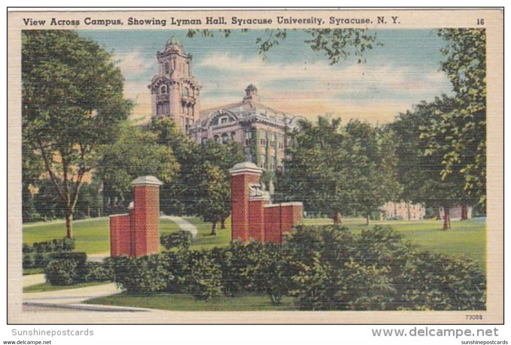 New York Syracuse View Across Campus Showing Lyman Hall Syracuse University 1946 - Syracuse