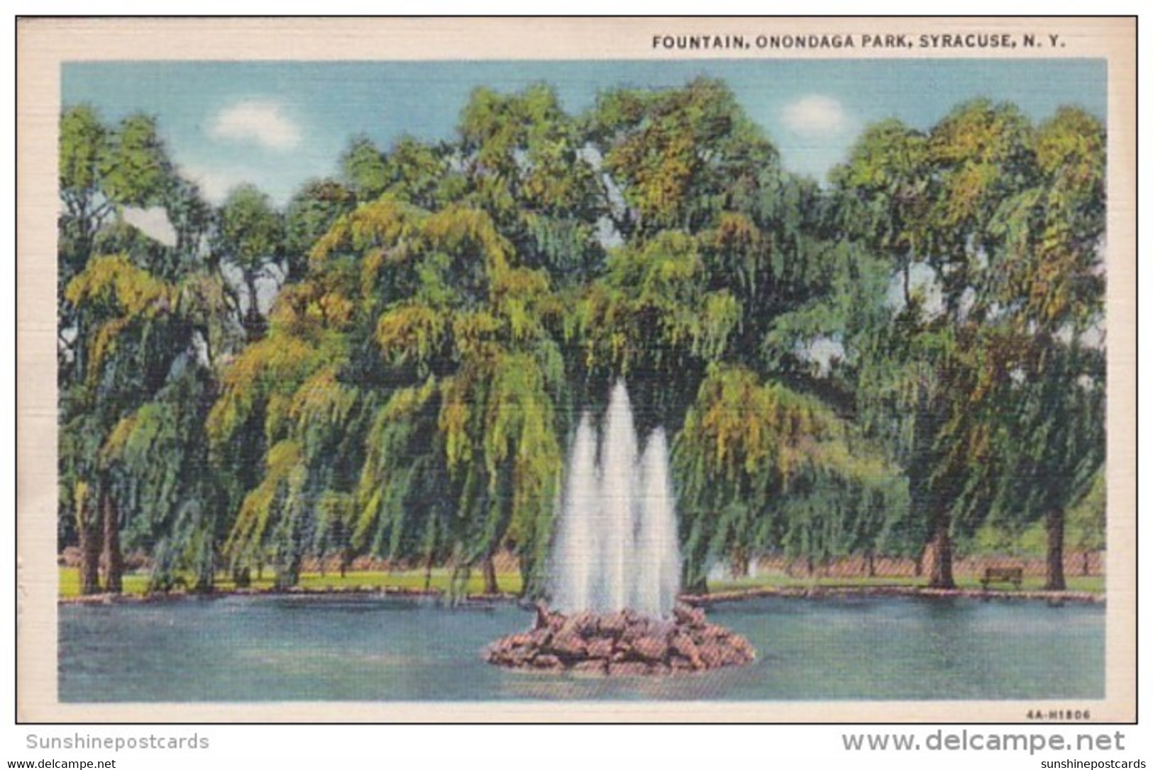 New York Syracuse Fountain In Onondaga Park 1938 Curteich - Syracuse