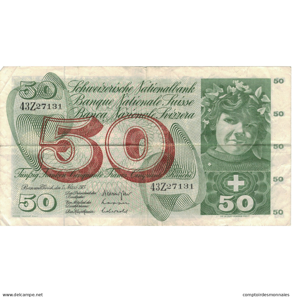 Billet, Suisse, 50 Franken, 1973, 1973-03-07, KM:48m, TTB+ - Suisse