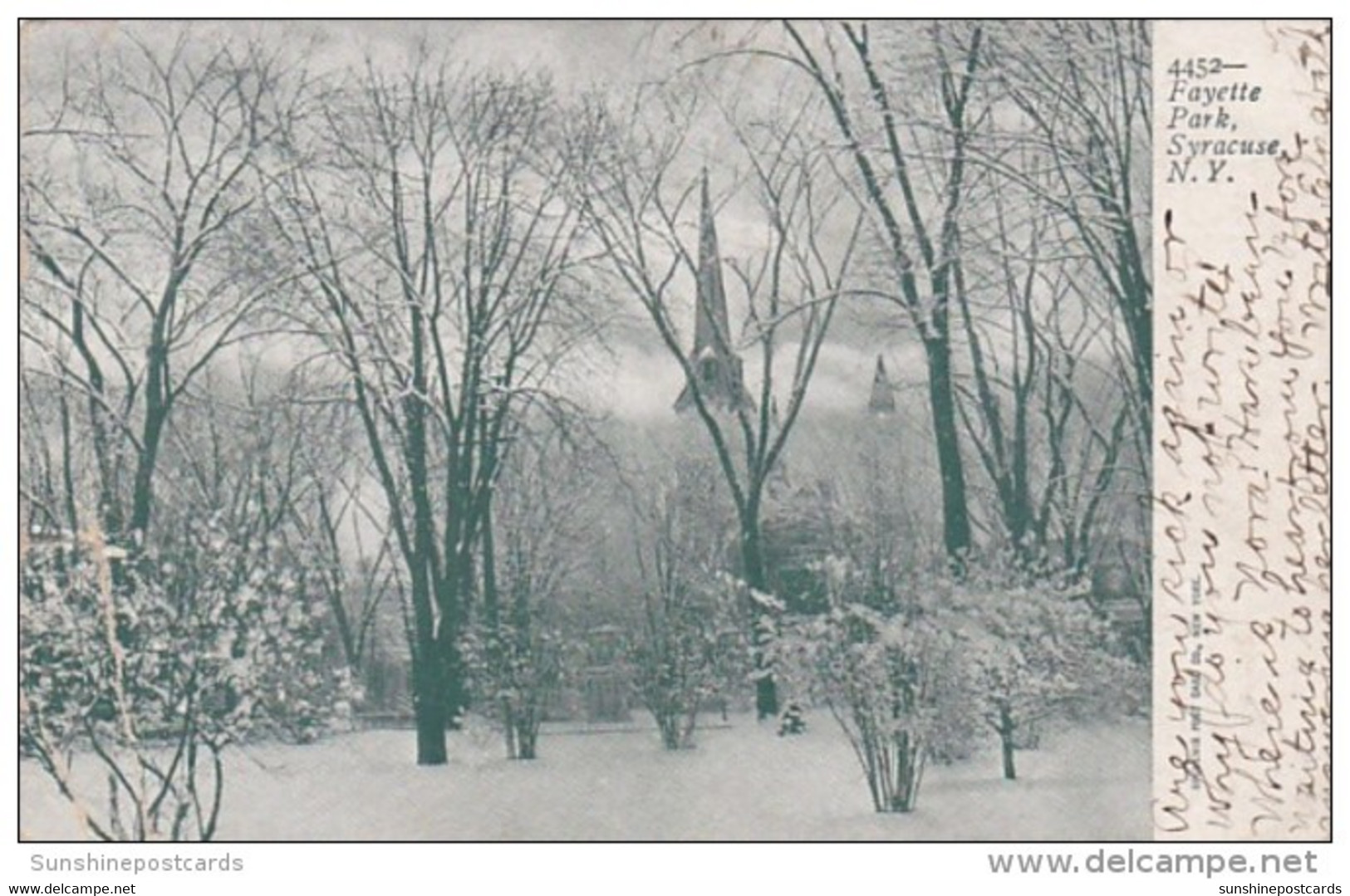 New York Syracuse Winter In Fayette Park 1906 - Syracuse