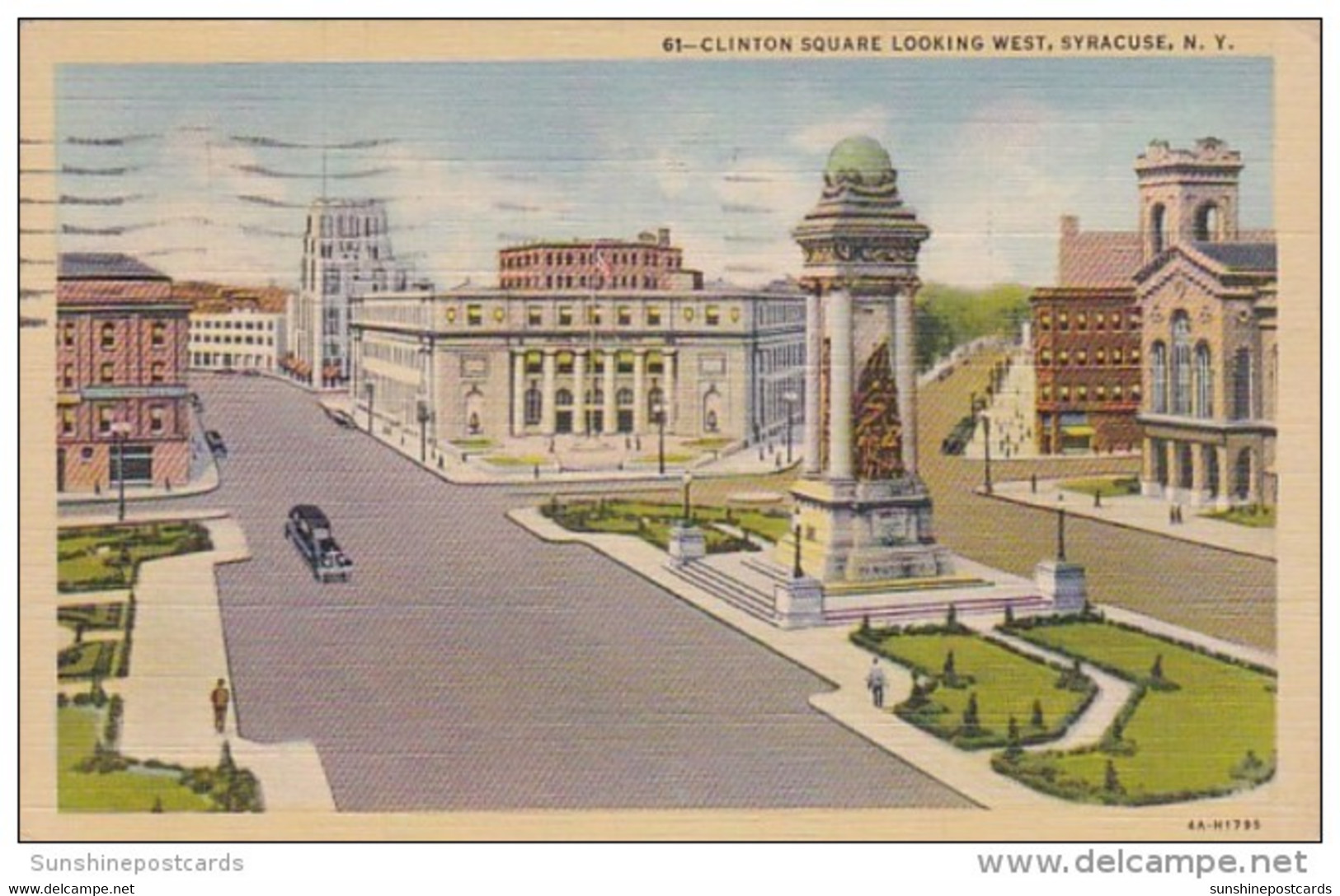 New York Syracuse Clinton Square Looking West 1946 Curteich - Syracuse