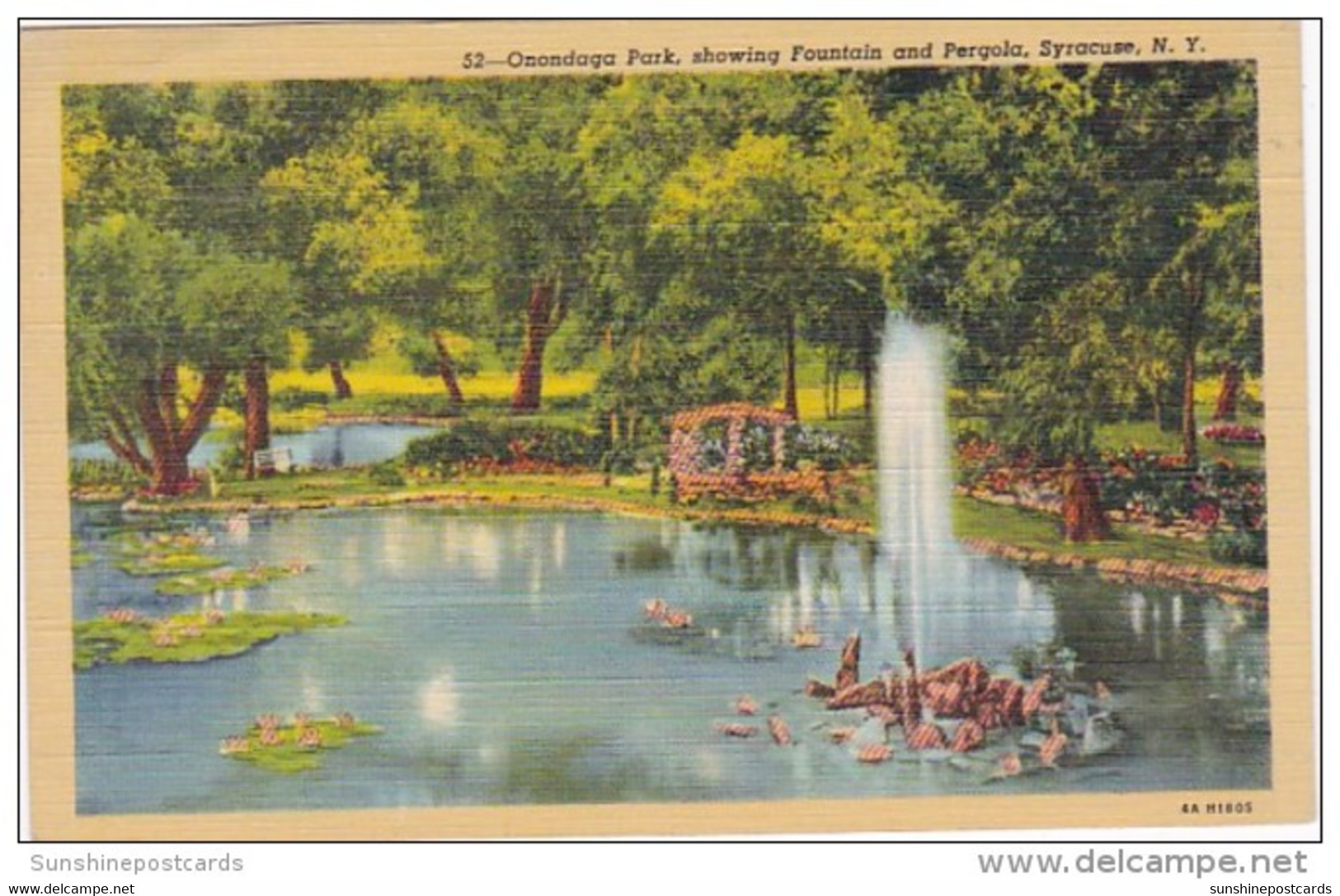 New York Syracuse Fountain And Pergola In Onondaga Park 1944 Curteich - Syracuse