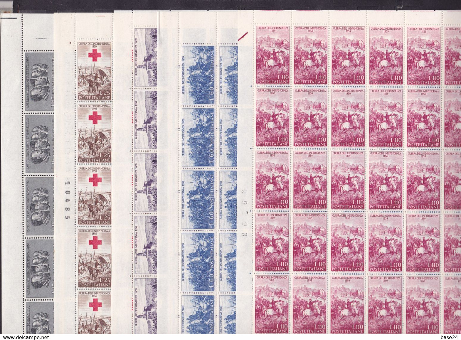 1959 Italia Italy Repubblica INDIPENDENZA INDEPENDENCE 50 Serie Di 5v. MNH** In Foglio Sheet - Hojas Completas