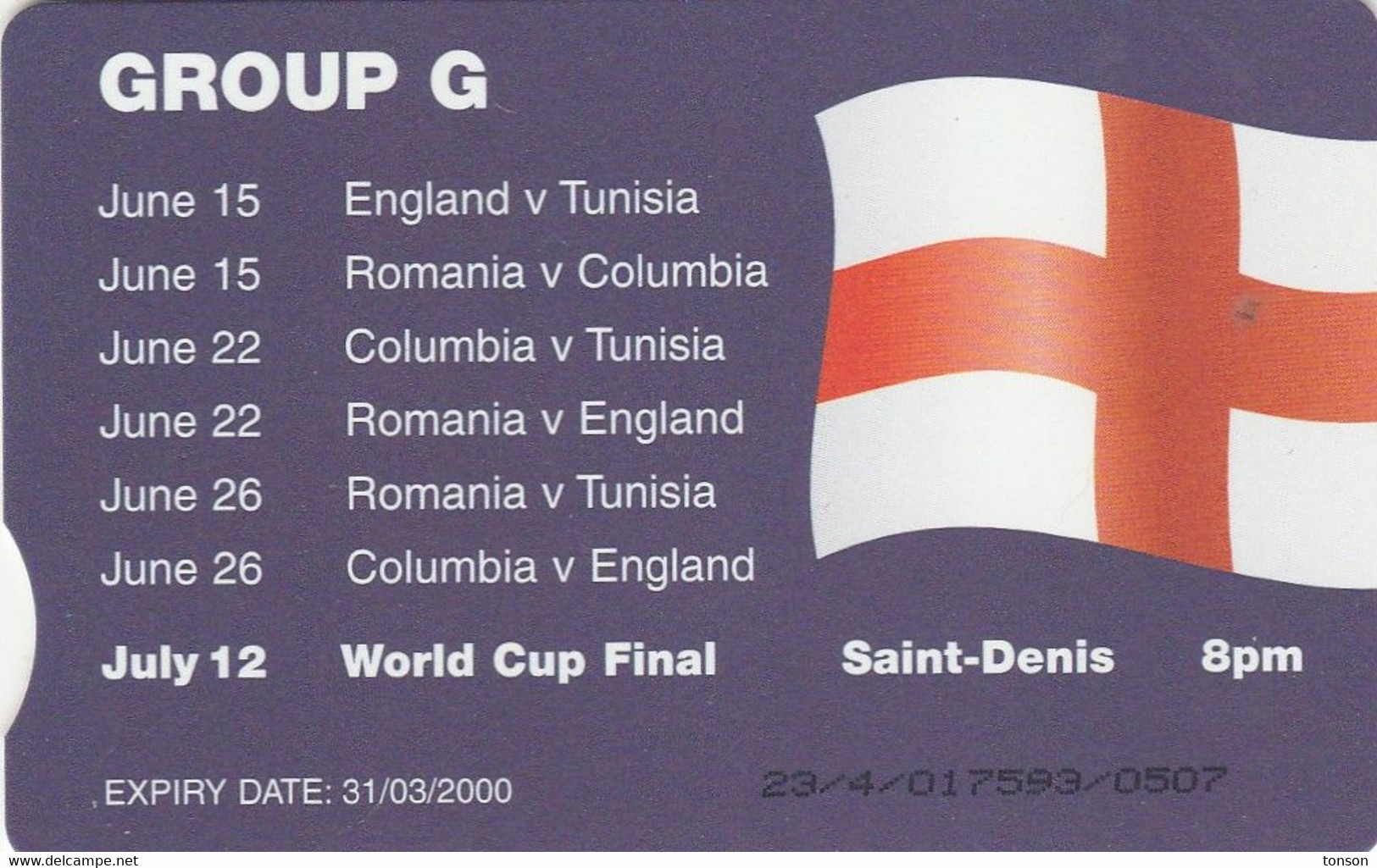 United Kingdom,  BCI-061, BT Easyreach Pagers / England World Cup, Football, 2 Scans. - BT Interne