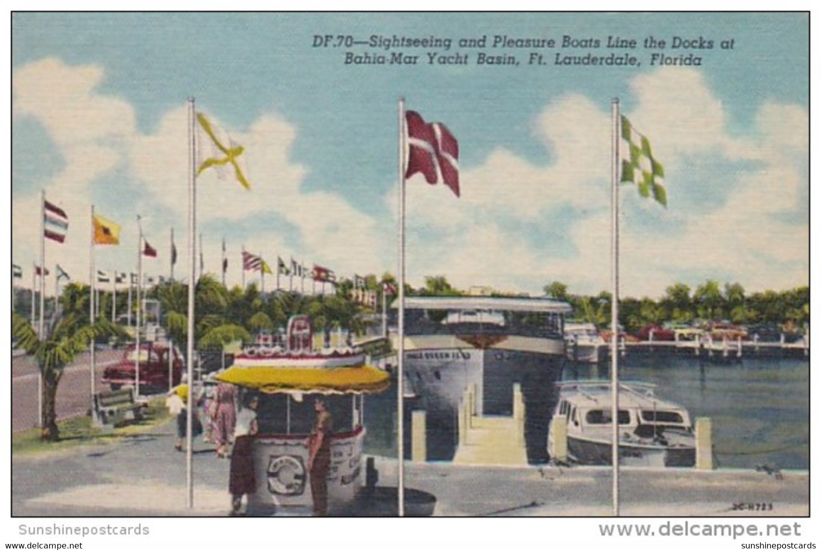 Florida Fort Lauderdale Bahia Mar Yacht Basin Sightseeing &amp; Pleasure Boats 1954 Curteich - Fort Lauderdale