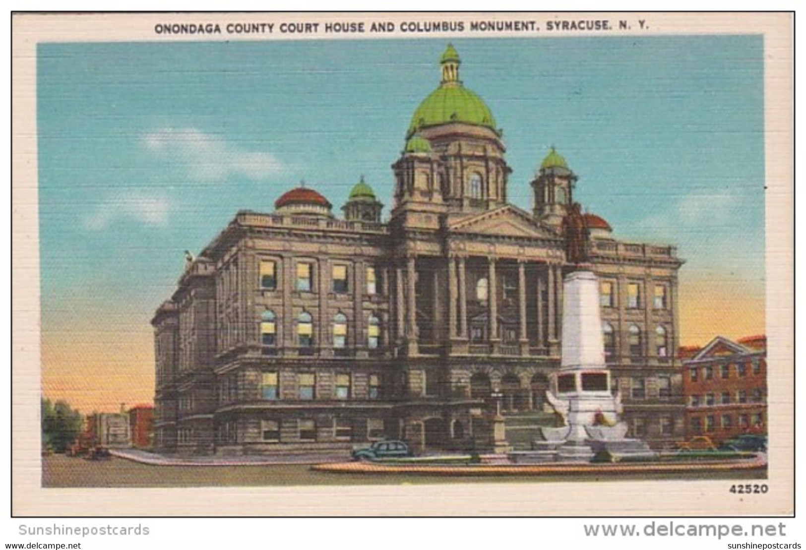 New York Syracuse Onondaga County Court House &amp; Columbus Monument - Syracuse