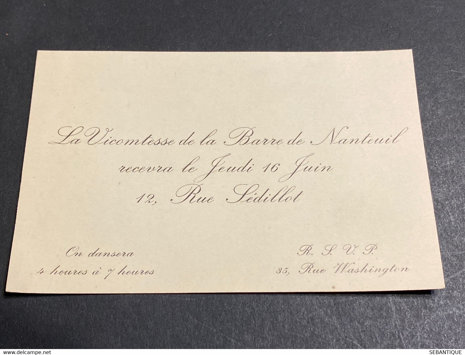 Carte Noblesse Française De La Vicomtesse De La Barre De Nanteuil - Visitenkarten