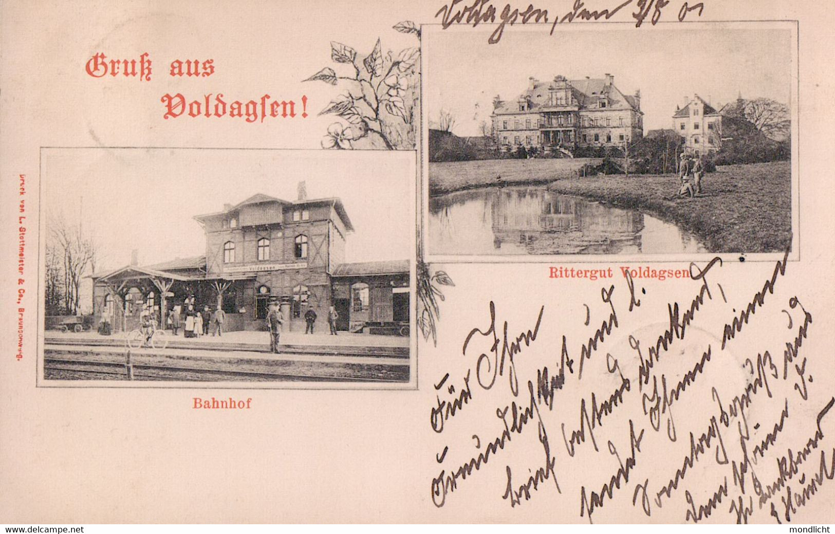 Gruß Aus Voldagsen. Bahnhof, Rittergut. 1901. - Einbeck