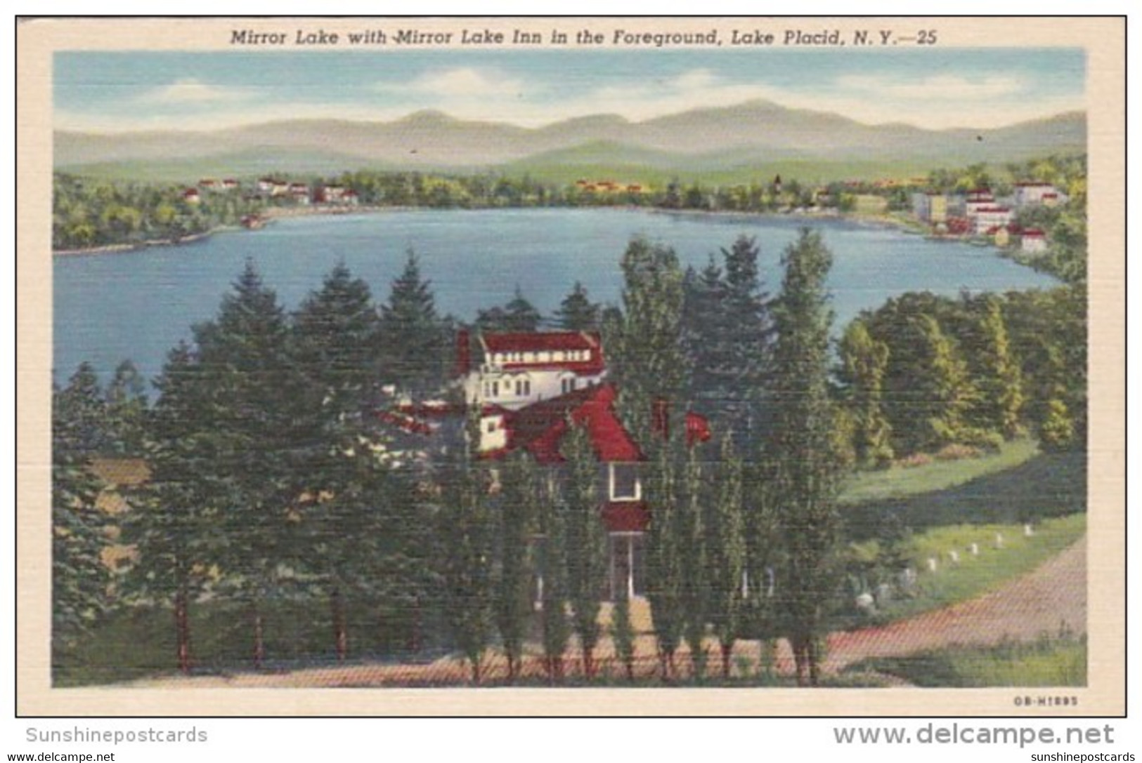 New York Lake Placid Mirror Lake With Mirror Lake Inn In The Foreground Curteich - Adirondack