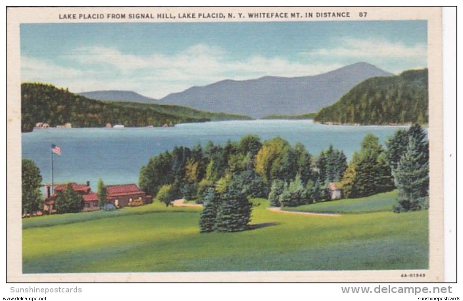 New York Lake Placid From Signal Hill Whiteface Mountain In The Distance Curteich - Adirondack