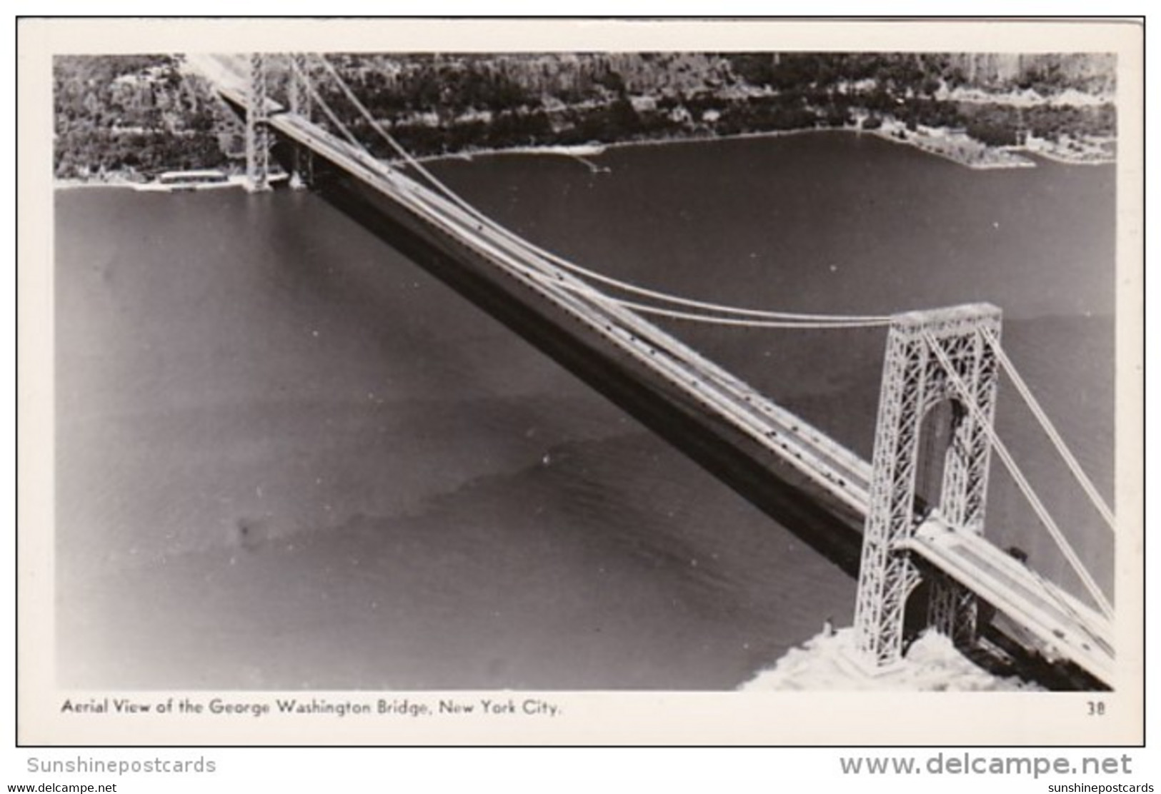 New York City George Washington Bridge Aerial View Real Photo - Bruggen En Tunnels