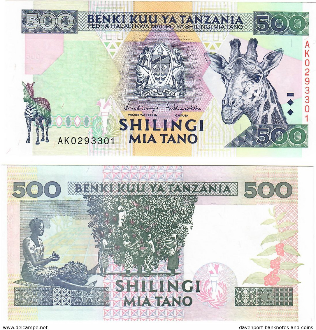 Tanzania 500 Shillings 1997 UNC - Tanzanie
