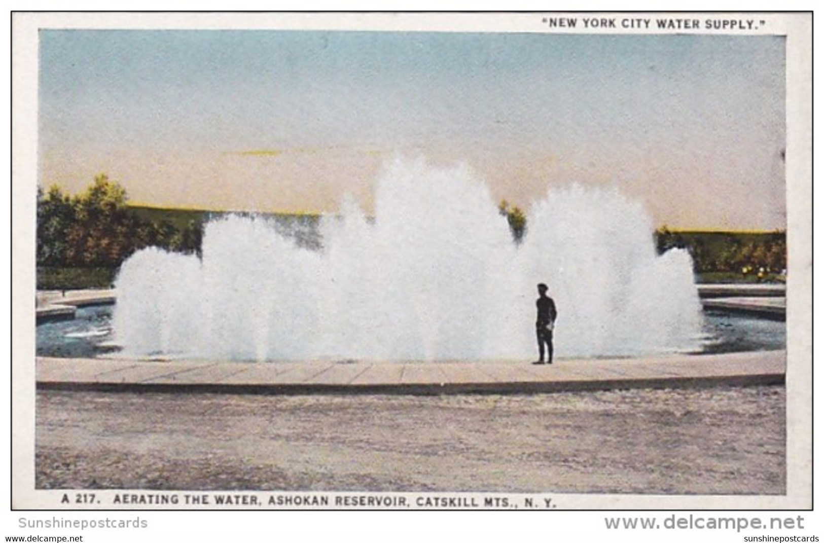 New York Catskill Mountains Aerating The Water Ashokan Dam New York City Water Supply Curteich - Catskills