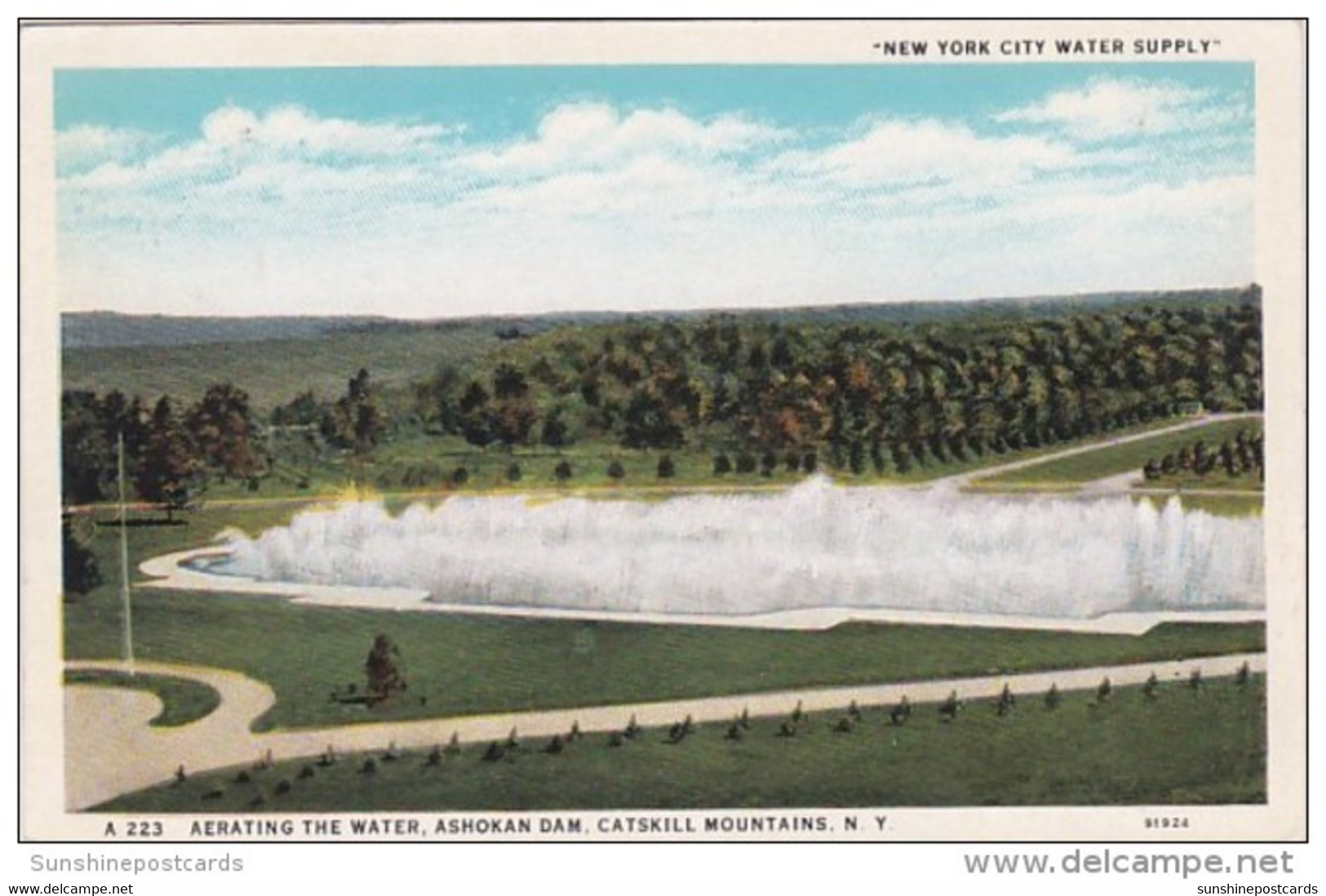 New York Catskill Mountains Aerating The Water Ashokan Dam New York City Water Supply Curteich - Catskills