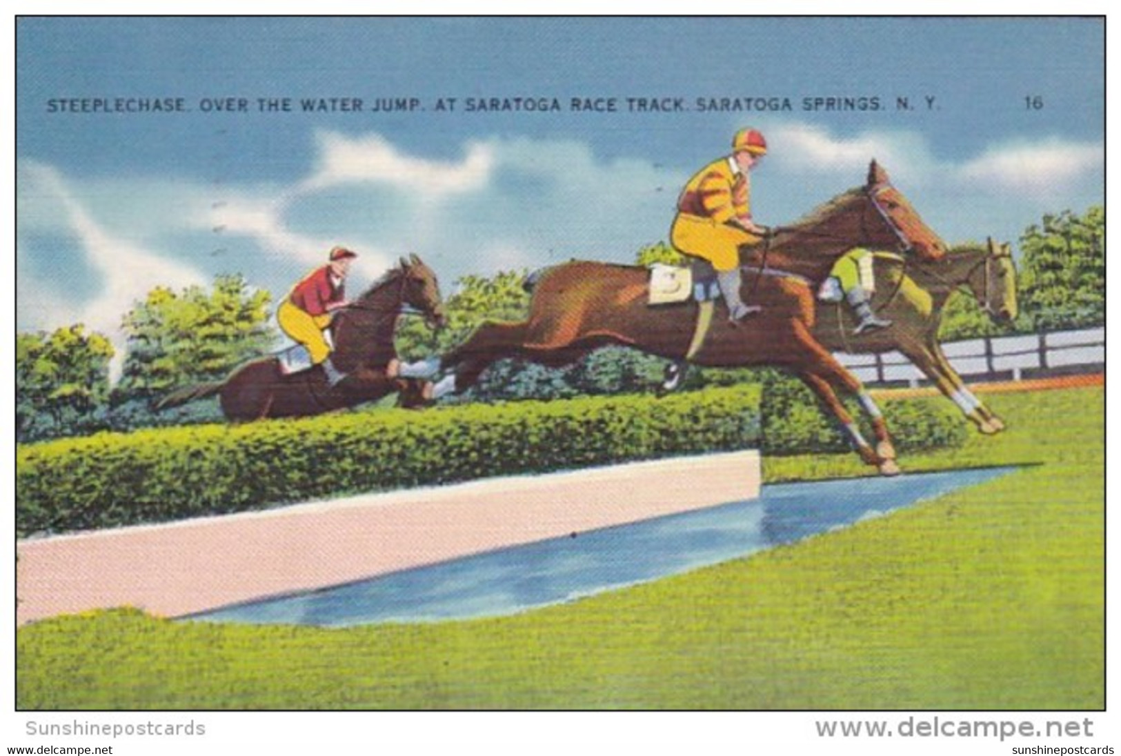 New York Saratoga Springs Steeplechase Over The Water Jump At Saratoga Race Track 1940 - Saratoga Springs