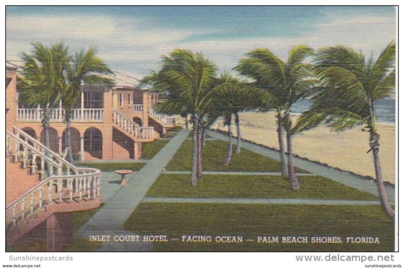 Florida Palm Beach Shores The Court Hotel Curteich - Palm Beach