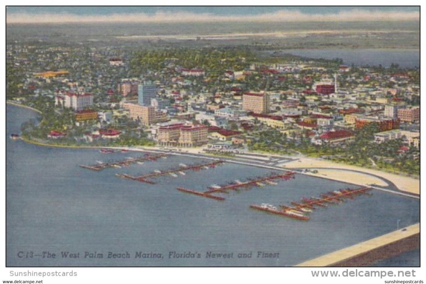 Florida West Palm Beach Marina Aerial View Curteich - West Palm Beach