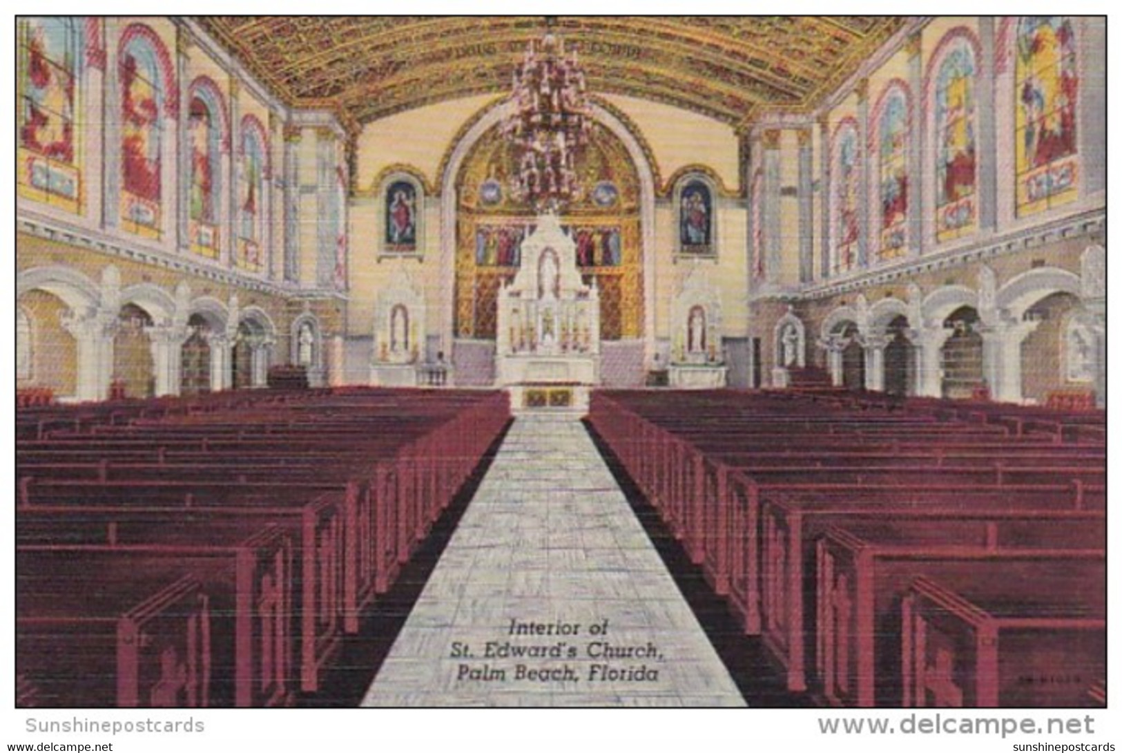 Florida Palm Beach St Edward's Church Interior Curteich - Palm Beach