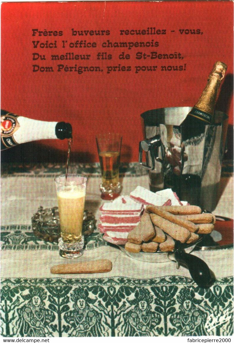 CPM A Votre Santé! Champagne, Biscuits Roses Et Biscuits à La Cuillère. Frères Buveurs, Recueillez-vous. Dom Pérignon - Champagne-Ardenne