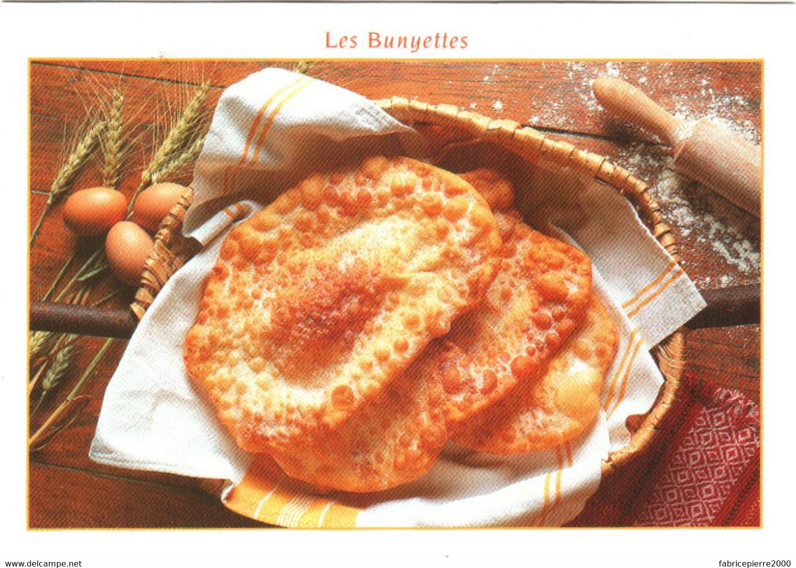 CPM Recette Les Bunyettes TBE éd. Objectif Sud à Le Boulou (66). Flamme Ill. De Ille-sur-Tet, Timbre Foot Saint-Etienne - Recettes (cuisine)