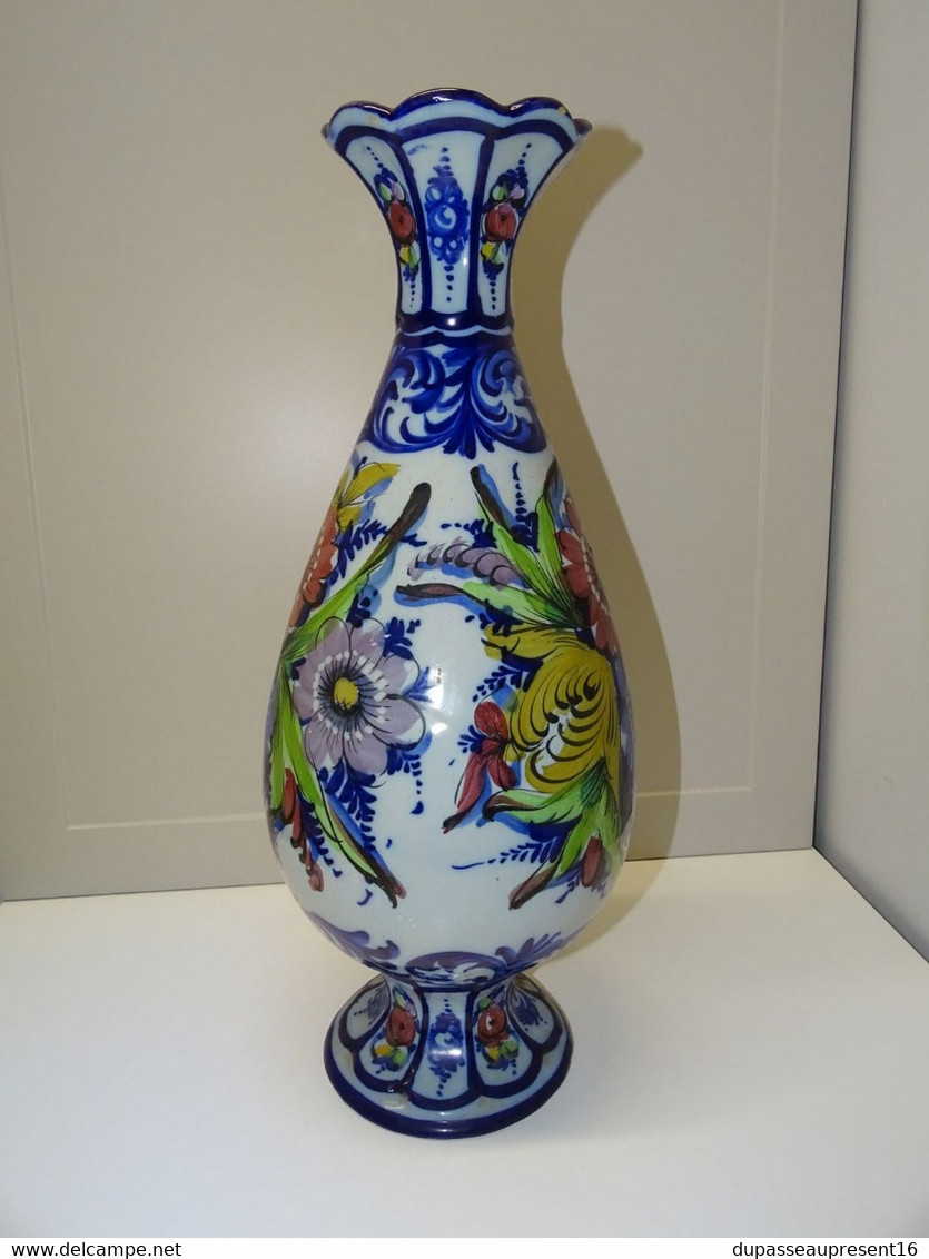 *JOLI ANCIEN GRAND VASE CERAMIQUE COLOREE PORTUGAL ALCOBACA DECO COLLECTION E - Andere & Zonder Classificatie