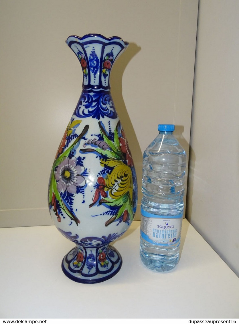 *JOLI ANCIEN GRAND VASE CERAMIQUE COLOREE PORTUGAL ALCOBACA DECO COLLECTION E - Andere & Zonder Classificatie