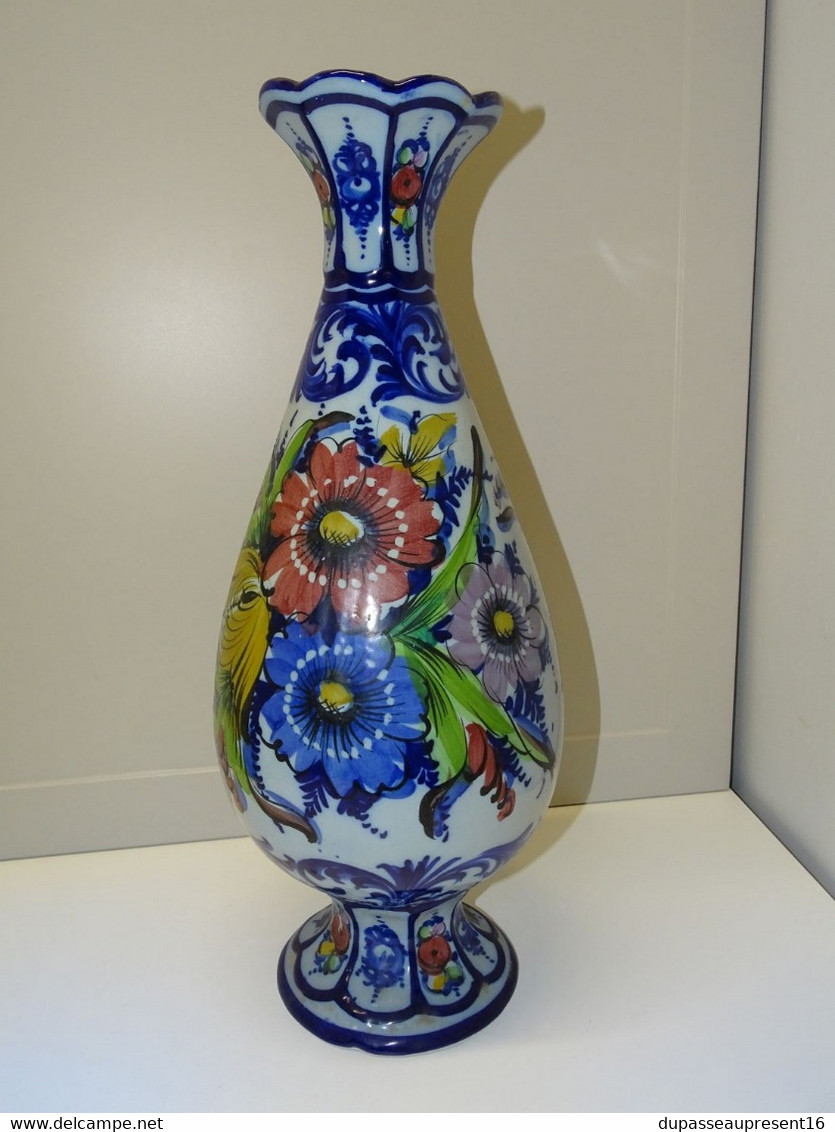 *JOLI ANCIEN GRAND VASE CERAMIQUE COLOREE PORTUGAL ALCOBACA DECO COLLECTION E - Sonstige & Ohne Zuordnung