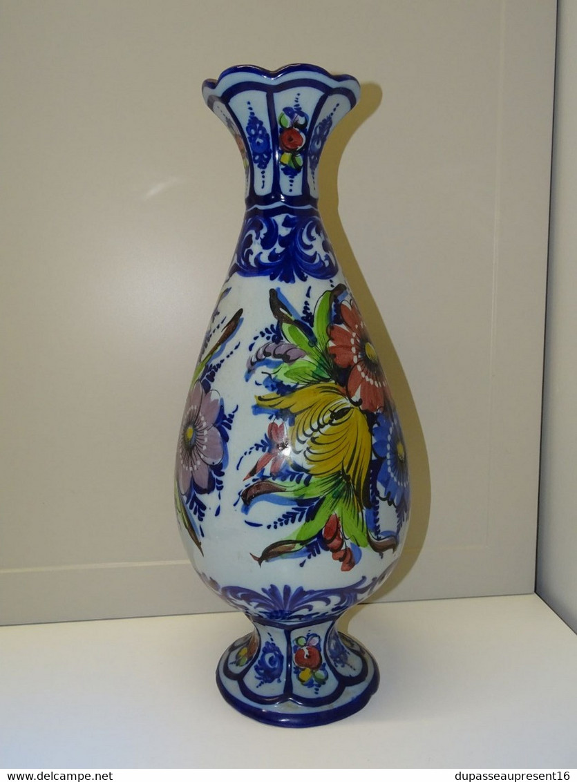 *JOLI ANCIEN GRAND VASE CERAMIQUE COLOREE PORTUGAL ALCOBACA DECO COLLECTION E - Other & Unclassified