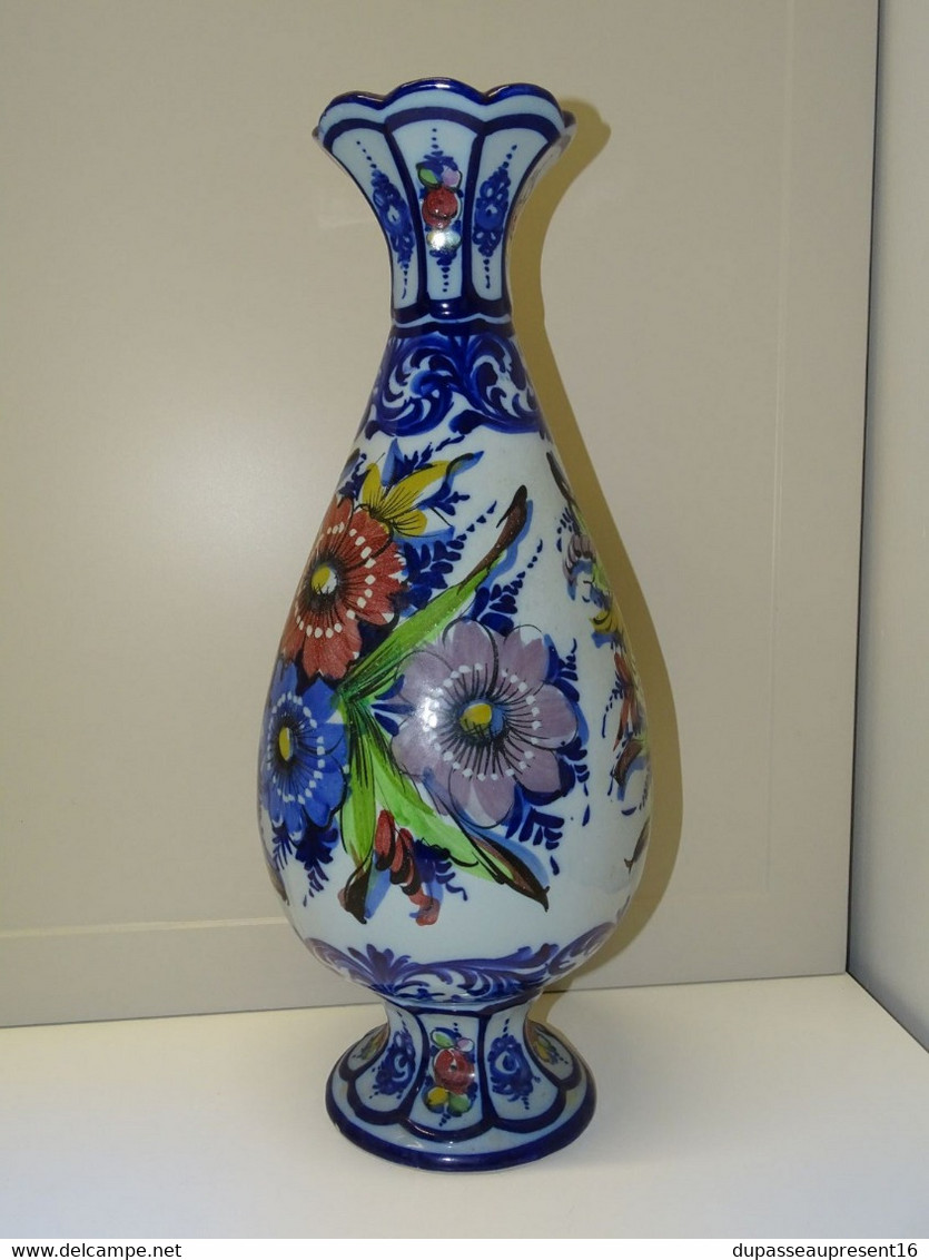 *JOLI ANCIEN GRAND VASE CERAMIQUE COLOREE PORTUGAL ALCOBACA DECO COLLECTION E - Sonstige & Ohne Zuordnung